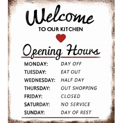 Kovinska tablica “Welcome to our kitchen”